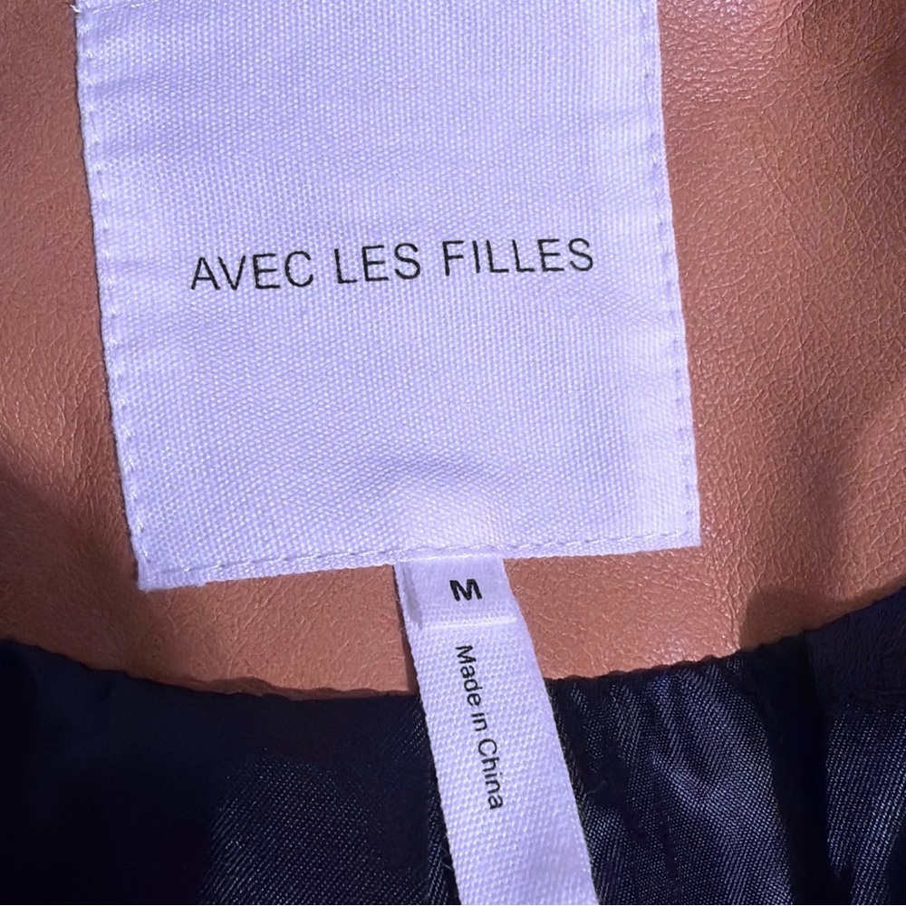 Women's Avec Les Filles Jacket – Camel synthetic leather biker style - Picture 11 of 12